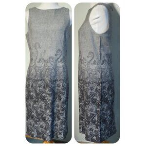 Talbots Sheath Dress Midi Dress 10 Gray Black Paisley Wool Blend Tweed Career